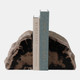 22415#S/2 7" Petrified Wood Bookends, Black/tan