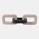 22436#13x4" Marble Chain Link Object, Ivory/ Black