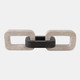 22436#13x4" Marble Chain Link Object, Ivory/ Black