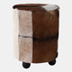22447#20x16" Hair On Hide Ottoman With Ball Feet, Brown