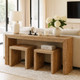 22448#S/3 55" Woven Console W/ 2 19" Side Tables, Natura