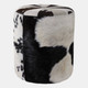 22474#18x16" Hair On Hide Ottoman, Black/white