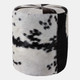 22474#18x16" Hair On Hide Ottoman, Black/white