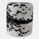 22474#18x16" Hair On Hide Ottoman, Black/white
