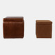 22478#S/2 15/18" Leather And Suede Ottomans, Brown