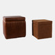 22478#S/2 15/18" Leather And Suede Ottomans, Brown