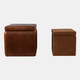22478#S/2 15/18" Leather And Suede Ottomans, Brown