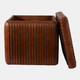 22478#S/2 15/18" Leather And Suede Ottomans, Brown