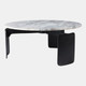 22482#30x13" Marble Top 3-footed Coffee Table, Grey/ Blk