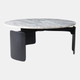 22482#30x13" Marble Top 3-footed Coffee Table, Grey/ Blk