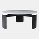 22482#30x13" Marble Top 3-footed Coffee Table, Grey/ Blk