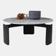 22482#30x13" Marble Top 3-footed Coffee Table, Grey/ Blk