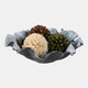 22508#16x15" Abstract Flower Metal Bowl, Blue Multi