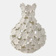 19070-03#15x11" Cut-out Flower Metal Vase, Ivory