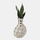 19070-03#15x11" Cut-out Flower Metal Vase, Ivory