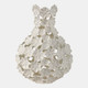 19070-03#15x11" Cut-out Flower Metal Vase, Ivory