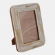 22493#4x6" Marbled Resin Photo Frame, Ivory/ Brown