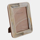 22494#5x7" Marbled Resin Photo Frame, Ivory/ Brown
