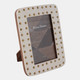 22495#4x6" Brass Dot Border Photo Frame, Ivory/ Gold