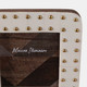 22495#4x6" Brass Dot Border Photo Frame, Ivory/ Gold