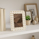 22495#4x6" Brass Dot Border Photo Frame, Ivory/ Gold