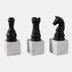 22503#S/3 9" Chess Pieces On Marble Base, Black/ White