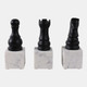 22503#S/3 9" Chess Pieces On Marble Base, Black/ White