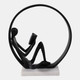 22504#11x10" Avid Reader On Marble Base, Black/white