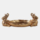 22514#14x6" 2 Elephants Holding Bowl, Gold