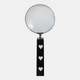 22521#10x4" Hearts Handle Magnifying Glass, Black/white