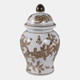 22527#8x5" Chinoiserie Begonia Temple Jar, Brown/white