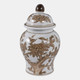 22527#8x5" Chinoiserie Begonia Temple Jar, Brown/white