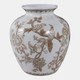 22529#10x8" Chinoiserie Bird & Vines Vase, Brown/ White