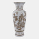 22530#12x5" Chinoiserie Bird & Vines Vase, Brown/white