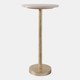 17061-02#24x13" Marble Top Drink Table, Ivory/ Gold