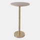 17061-02#24x13" Marble Top Drink Table, Ivory/ Gold