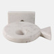 22535#9x9" Marble Fish On Stand, White