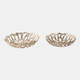 22540#S/2 12/14" Metal Cut-out Flower Bowls, Gold