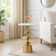 22543-01#24x16" Discs Base Marble Top Accent Table, White/g