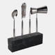 22555#10" 4 Piece Bar Utensil Set, Silver/ Black