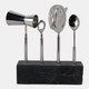 22555#10" 4 Piece Bar Utensil Set, Silver/ Black