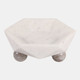 22560#10x4" Marble Hexagon Bowl W/ball Feet, Wht/beige