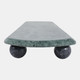 22564#15x8" Modern Marble Tray On Ball Feet, Green/black