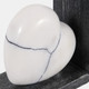 22567#S/2 6" Cracked Marble Heart Bookends, White/ Black