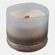 80536-01#4" 12 Oz Lakeside Rain Frosted Glass Candle, Blue