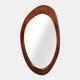 22603#62x35" Organic Oval Shaped Wood Mirror, Walnut