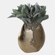 22621#14x14" Partial Mesh Metal Vase, Gold