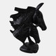 22626#13x9" Horse And Baby Horse Head Metal Figure, Blac