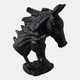 22626#13x9" Horse And Baby Horse Head Metal Figure, Blac