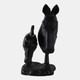 22626#13x9" Horse And Baby Horse Head Metal Figure, Blac